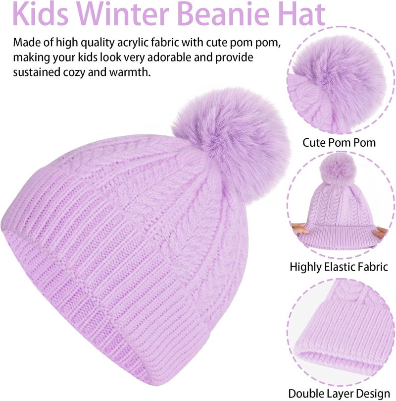 Chinyuti Kids Winter Beanie Hat Scarf Gloves Set, Toddler Winter Cap Knit Neck Warmer Gaiter Mittens for Children 2-8 - Image 2